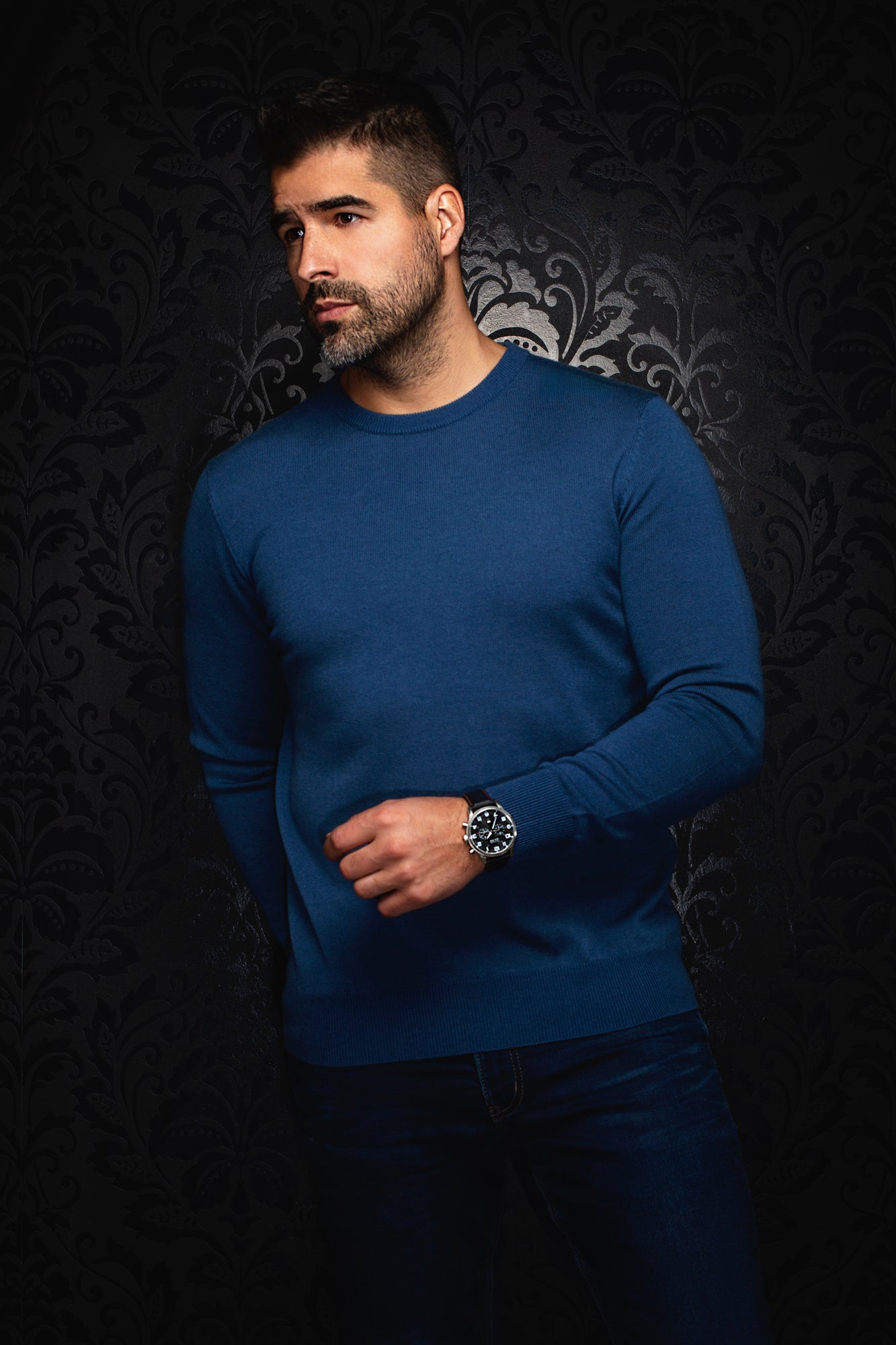 Chandail col rond en laine mérino pour homme par Au Noir | MARINI Minuit | Machemise.ca, inventaire complet de la marque Au Noir