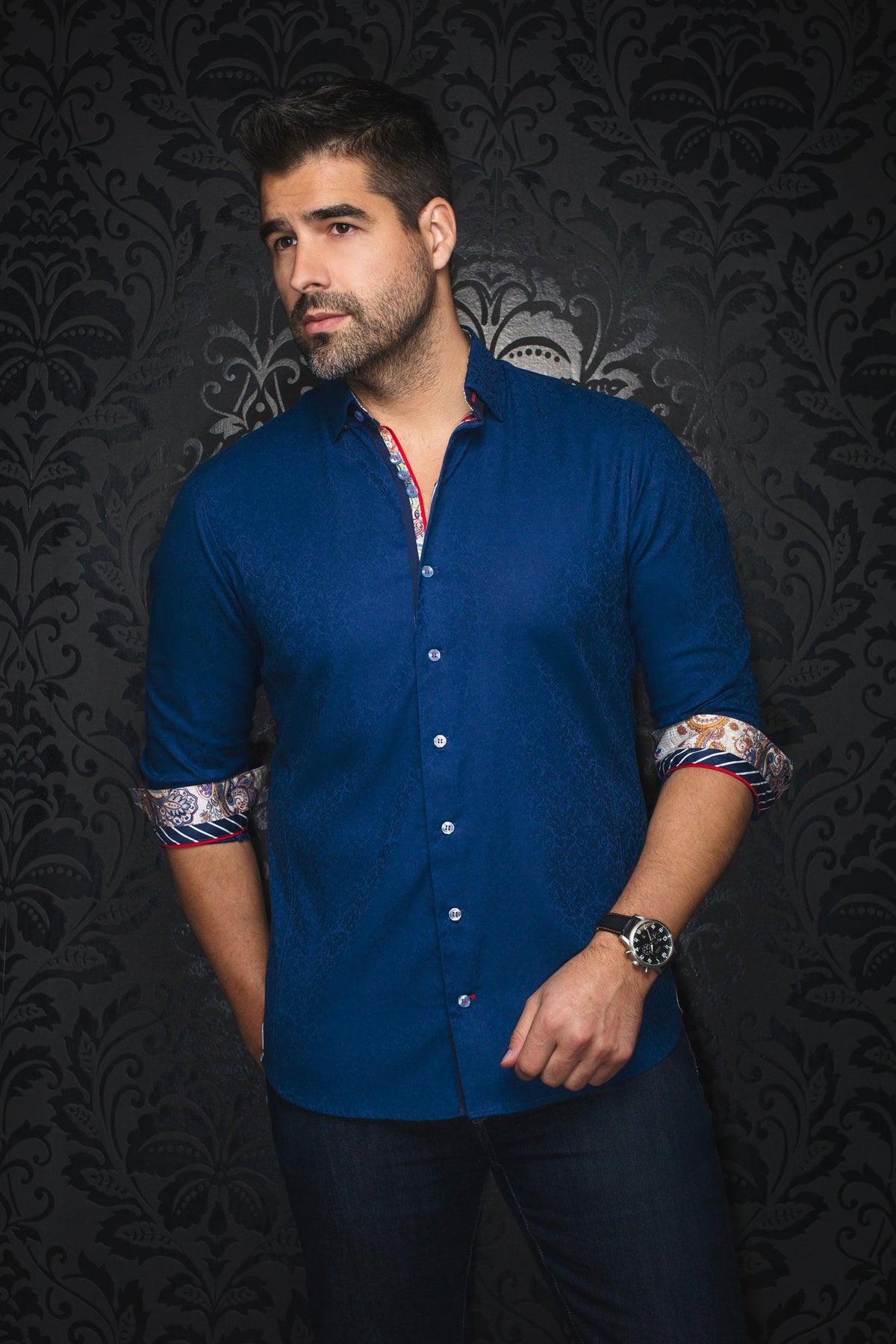 Chemise manches longues pour homme par Au Noir | CAPELLA Bleu Marine | Machemise.ca, inventaire complet de la marque Au Noir