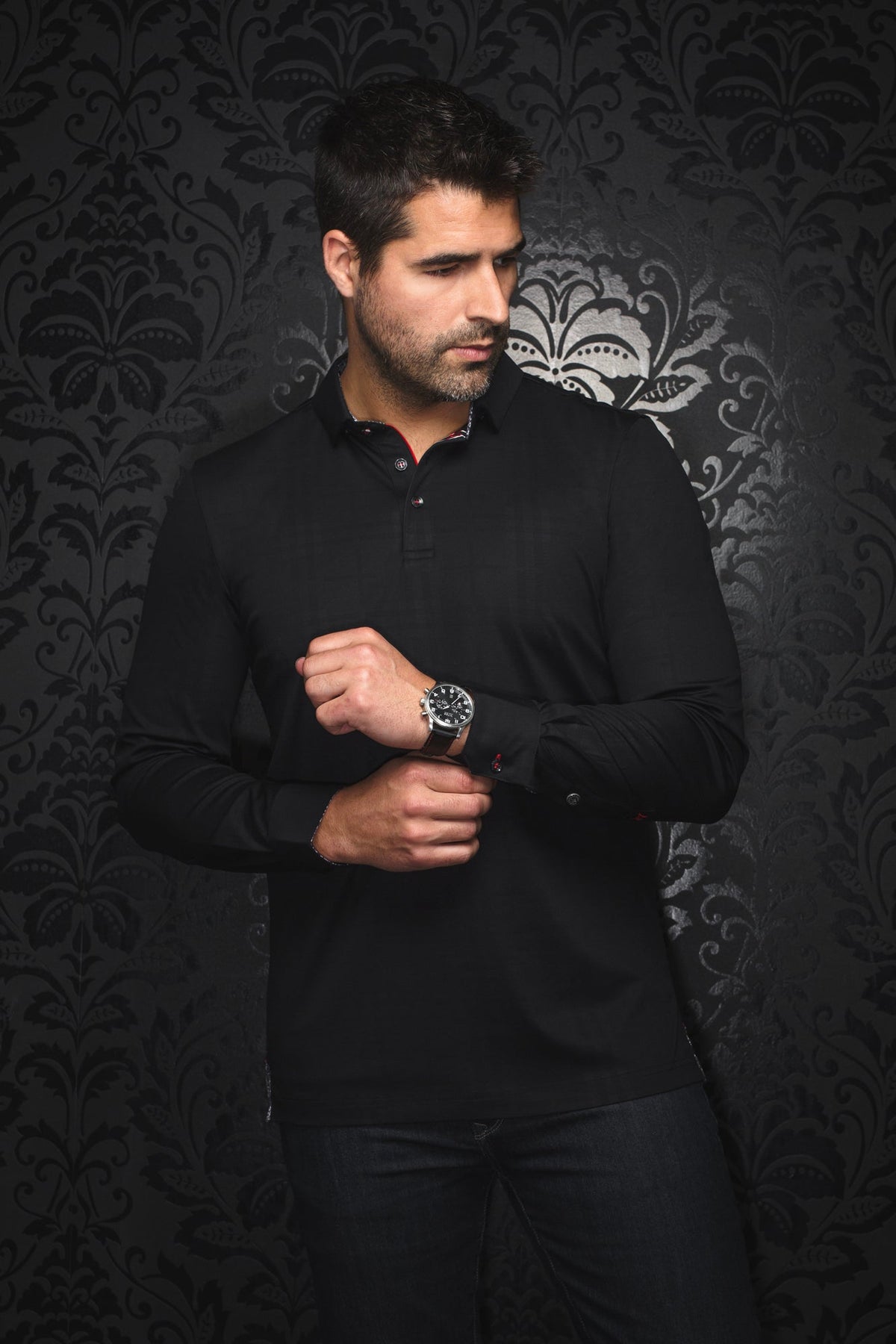 Polo manches longues pour homme par Au Noir | CHELSEA Noir | Machemise.ca, inventaire complet de la marque Au Noir