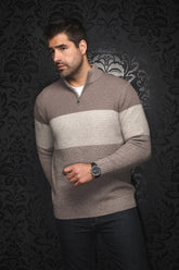 Chandail zip 1/4 en laine mérino pour homme par Au Noir | DALVIK Pierre | Machemise, inventaire complet de la marque Au Noir