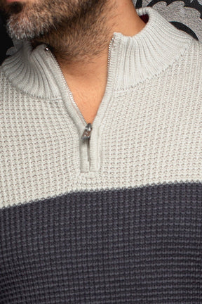 Chandail zip 1/4 en laine mérino pour homme par Au Noir | DALVIK Gris | Machemise.ca, inventaire complet de la marque Au Noir