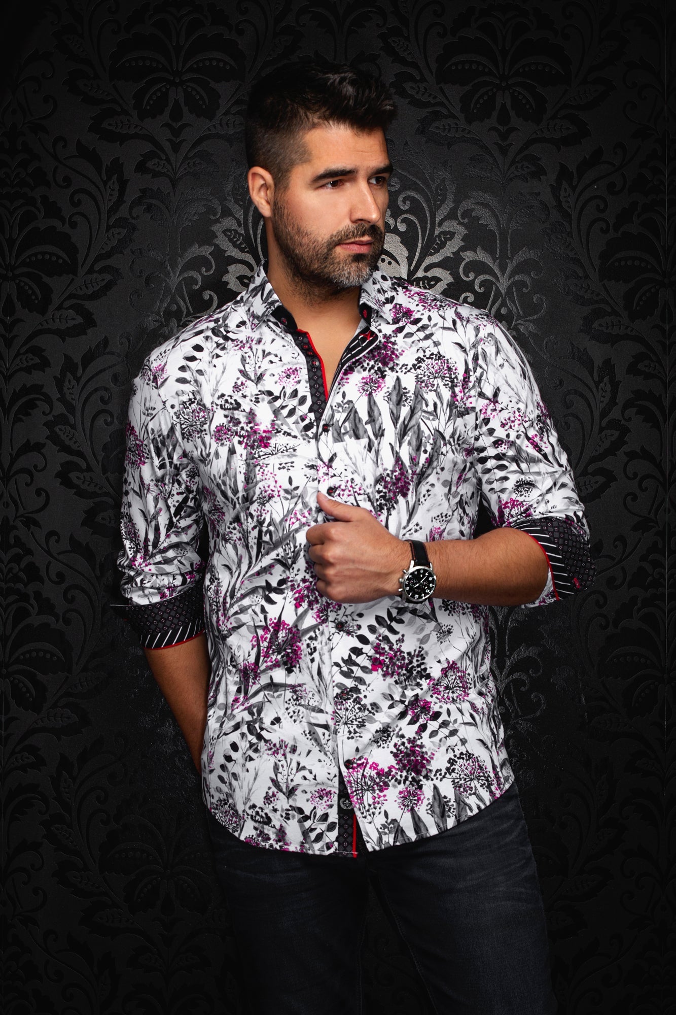 Chemise manches longues en Knit pour homme par Au Noir | DEVEREAUX Blanc | Machemise, inventaire complet de la marque Au Noir