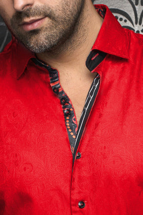Long sleeve shirt for men by Au Noir | DOMINION Red | Menshirt, complete inventory of the Au Noir brand