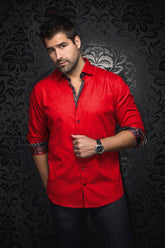 Chemise manches longues pour homme par Au Noir | DOMINION Rouge | Machemise, inventaire complet de la marque Au Noir