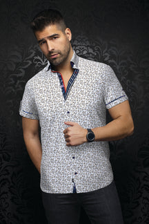 Chemise manches courtes en coton extensible pour homme par Au Noir | DULUTH (SS) Tabac Blanc | Machemise.ca, inventaire complet de la marque Au Noir