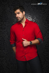 Chemise manches longues en Knit pour homme par Au Noir | DUNN Rouge | Machemise, inventaire complet de la marque Au Noir