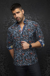 Chemise manches longues en Knit pour homme par Au Noir | ELIADE Bleu Orange | Machemise.ca, inventaire complet de la marque Au Noir