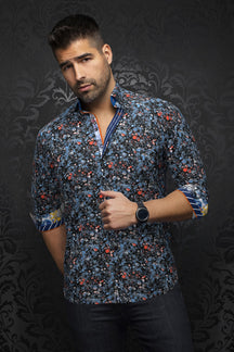 Chemise manches longues en Knit pour homme par Au Noir | ELIADE Bleu Orange | Machemise.ca, inventaire complet de la marque Au Noir