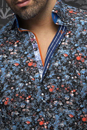 Chemise manches longues en Knit pour homme par Au Noir | ELIADE Bleu Orange | Machemise.ca, inventaire complet de la marque Au Noir