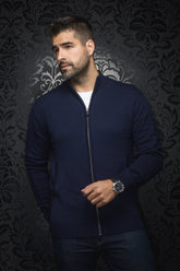 Veste en laine mérino pour homme par Au Noir | ESTEBAN_FZ Marine | Machemise, inventaire complet de la marque Au Noir