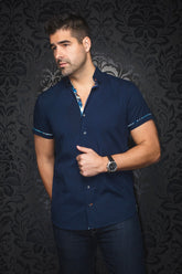 Chemise manches courtes pour homme par Au Noir | FAJARDO(SS) Marine | Machemise.ca, inventaire complet de la marque Au Noir