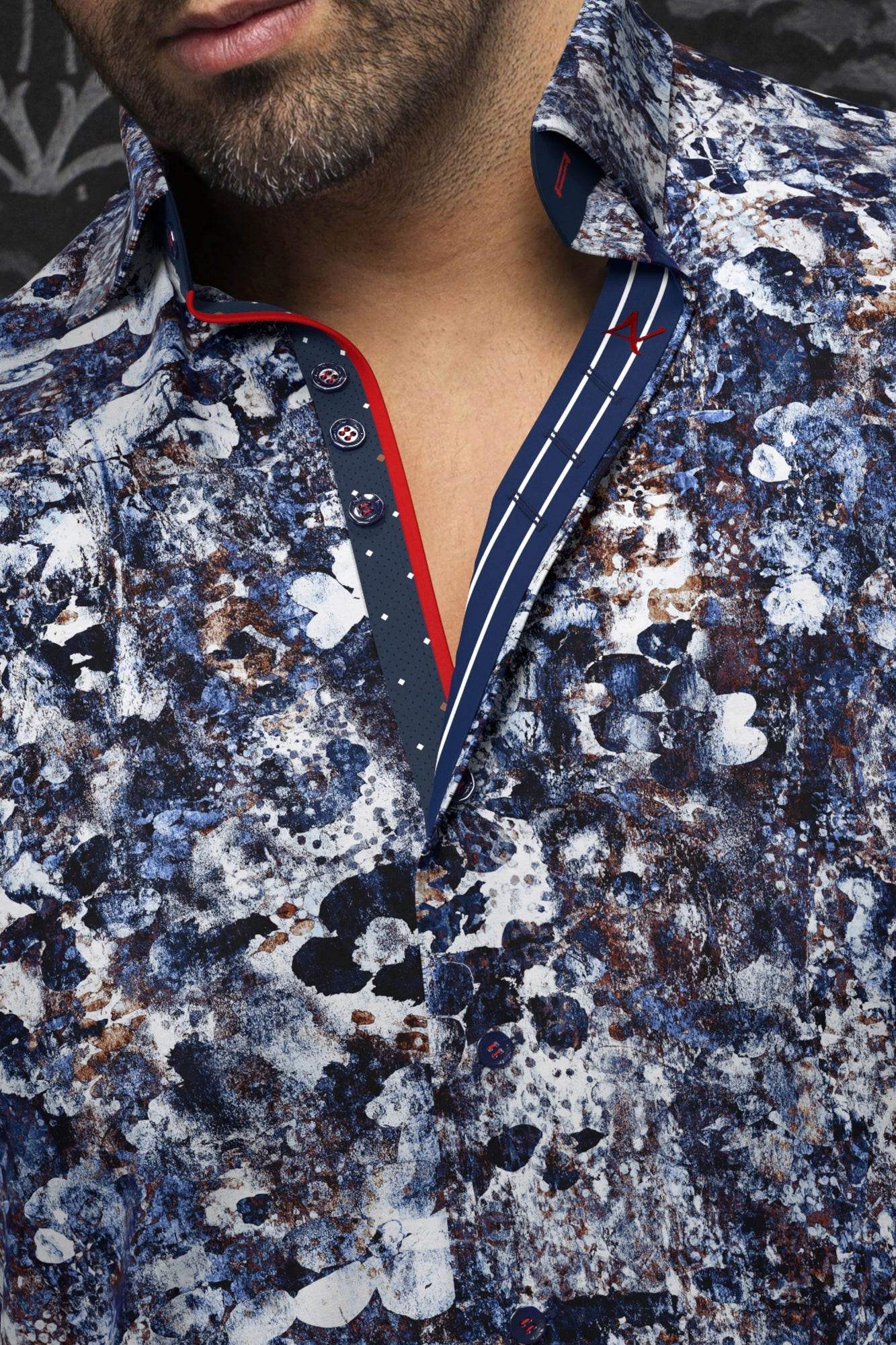 Knit long sleeve shirt for men by Au Noir | FERRARA Navy | Menshirt, complete inventory of the Au Noir brand