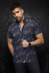 Chemise manches courtes pour homme par Au Noir | FINLAY(SS) Noir Multi | Machemise, inventaire complet de la marque Au Noir
