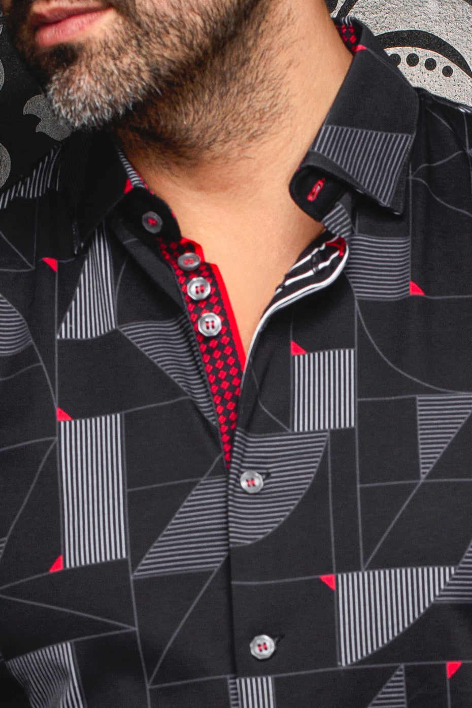 Chemise manches longues en Knit pour homme par Au Noir | FRANK Noir Rouge | Machemise.ca, inventaire complet de la marque Au Noir