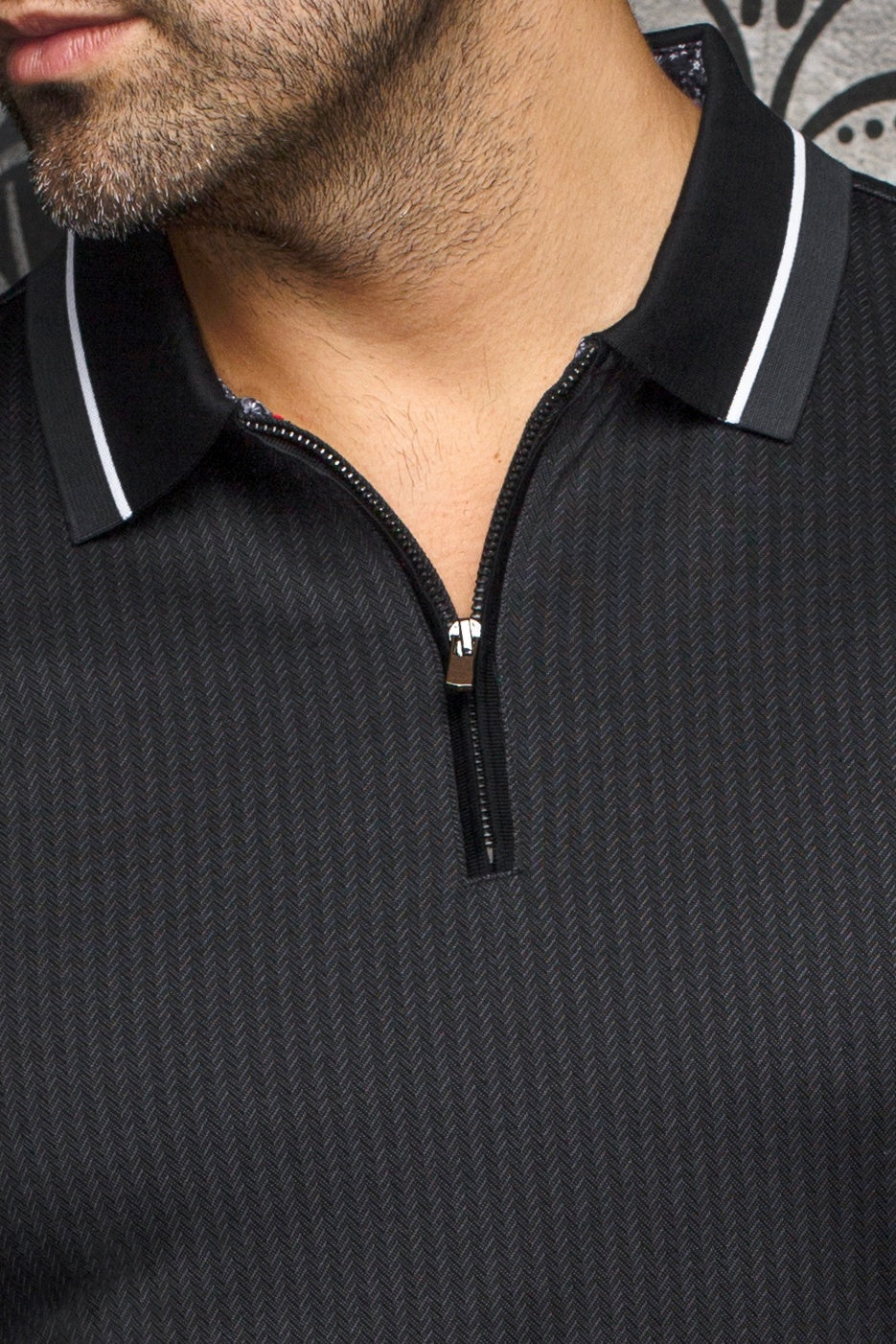 Long sleeve polo for men by Au Noir | FEDERICO Black | Menshirt, complete inventory of the Au Noir brand