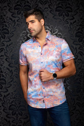 Chemise manches courtes en Knit extensible pour homme par Au Noir | GAVELSTON (SS) Orange | Machemise.ca, inventaire complet de la marque Au Noir