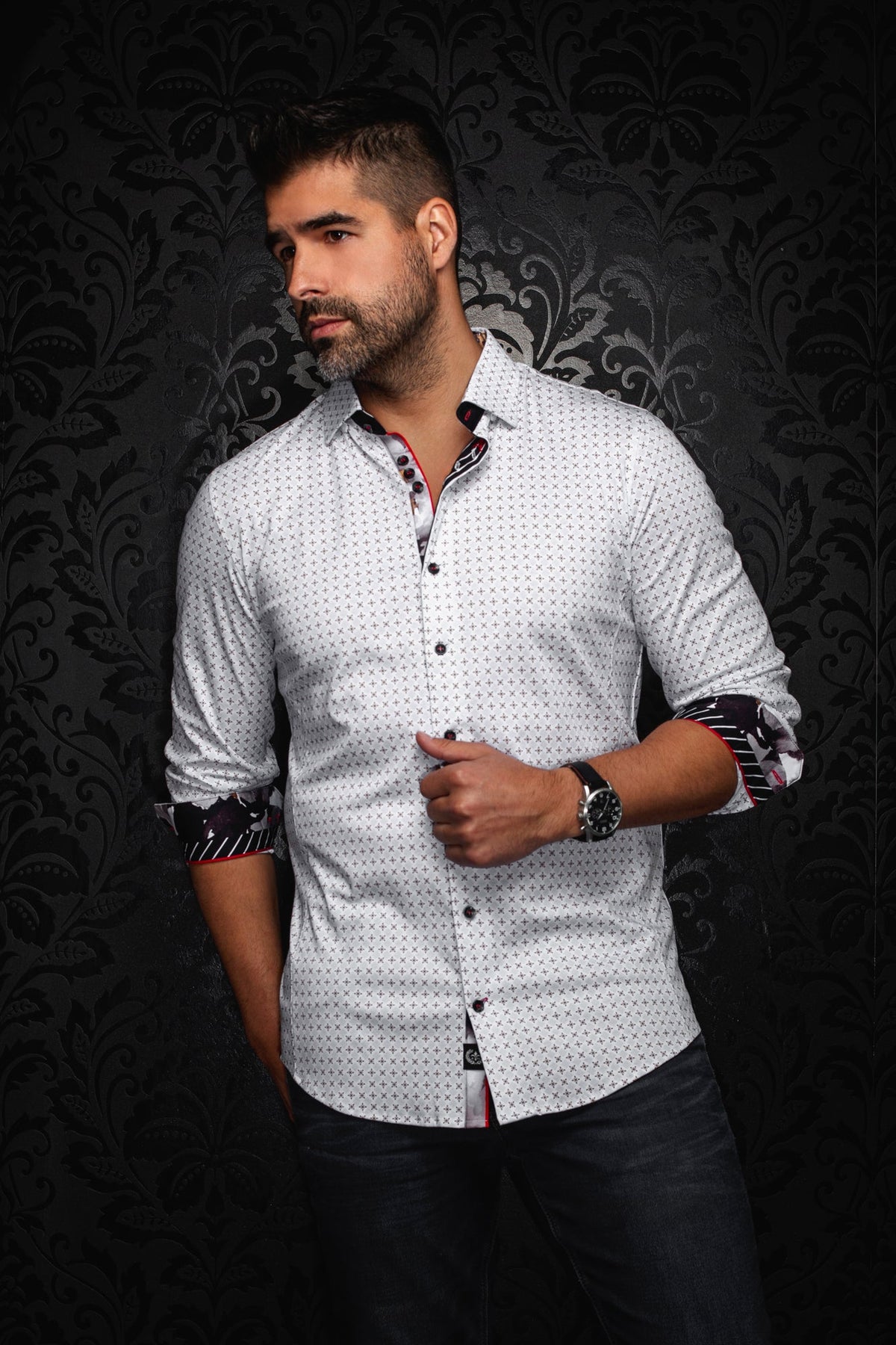 Chemise manches longues en Knit pour homme par Au Noir | GENESIS Blanc Or | Machemise.ca, inventaire complet de la marque Au Noir