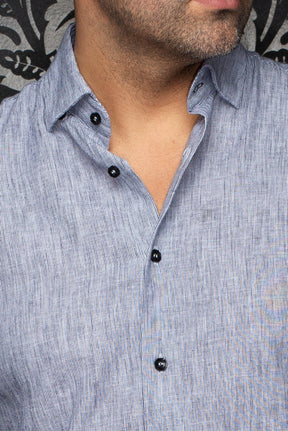 Chemise manches longues en lin pour homme par Au Noir | GERE Noir | Machemise.ca, inventaire complet de la marque Au Noir