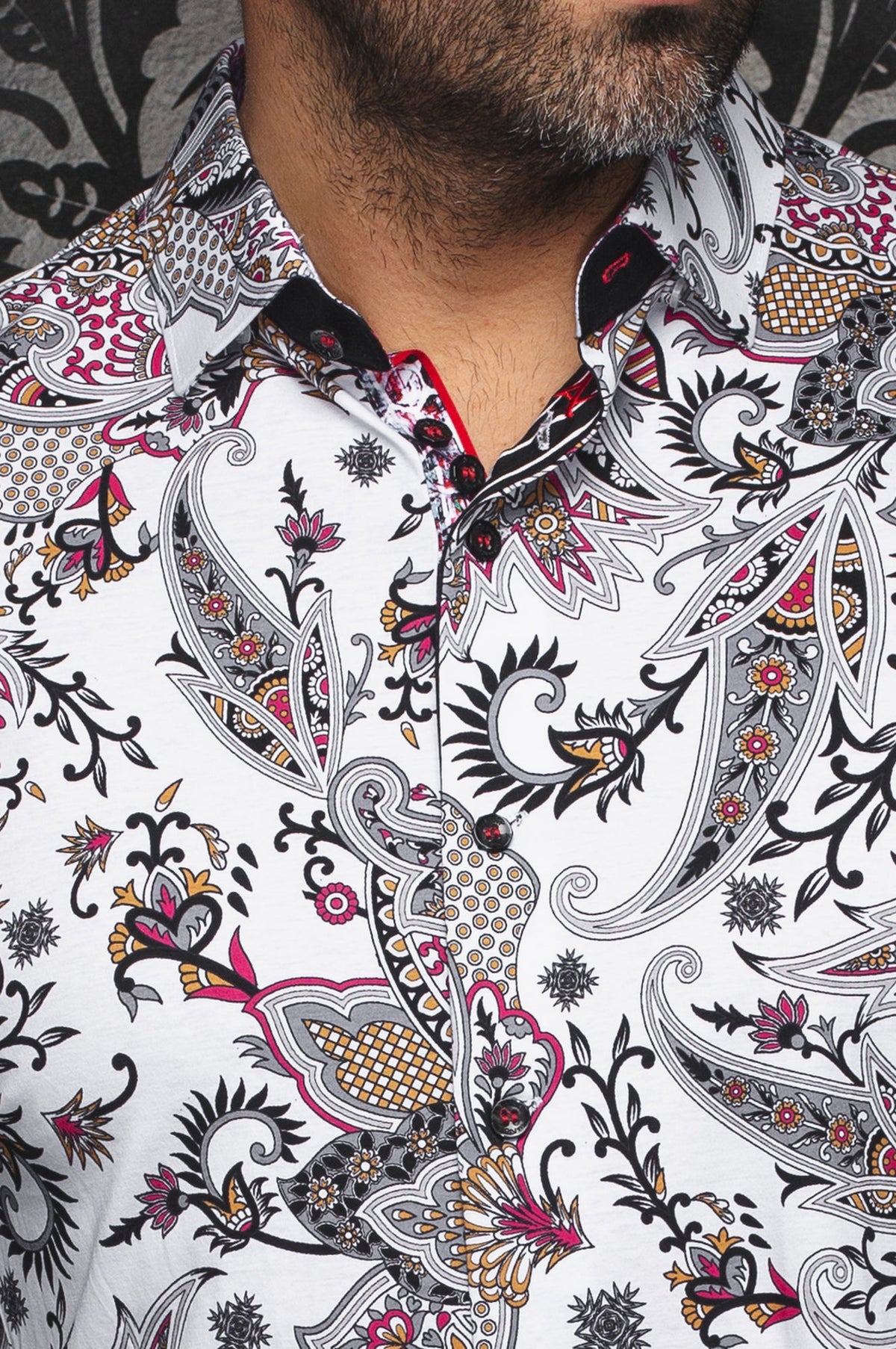 Chemise manches longues en Knit extensible pour homme par Au Noir | HAINAN Blanc Multi | Machemise.ca, inventaire complet de la marque Au Noir