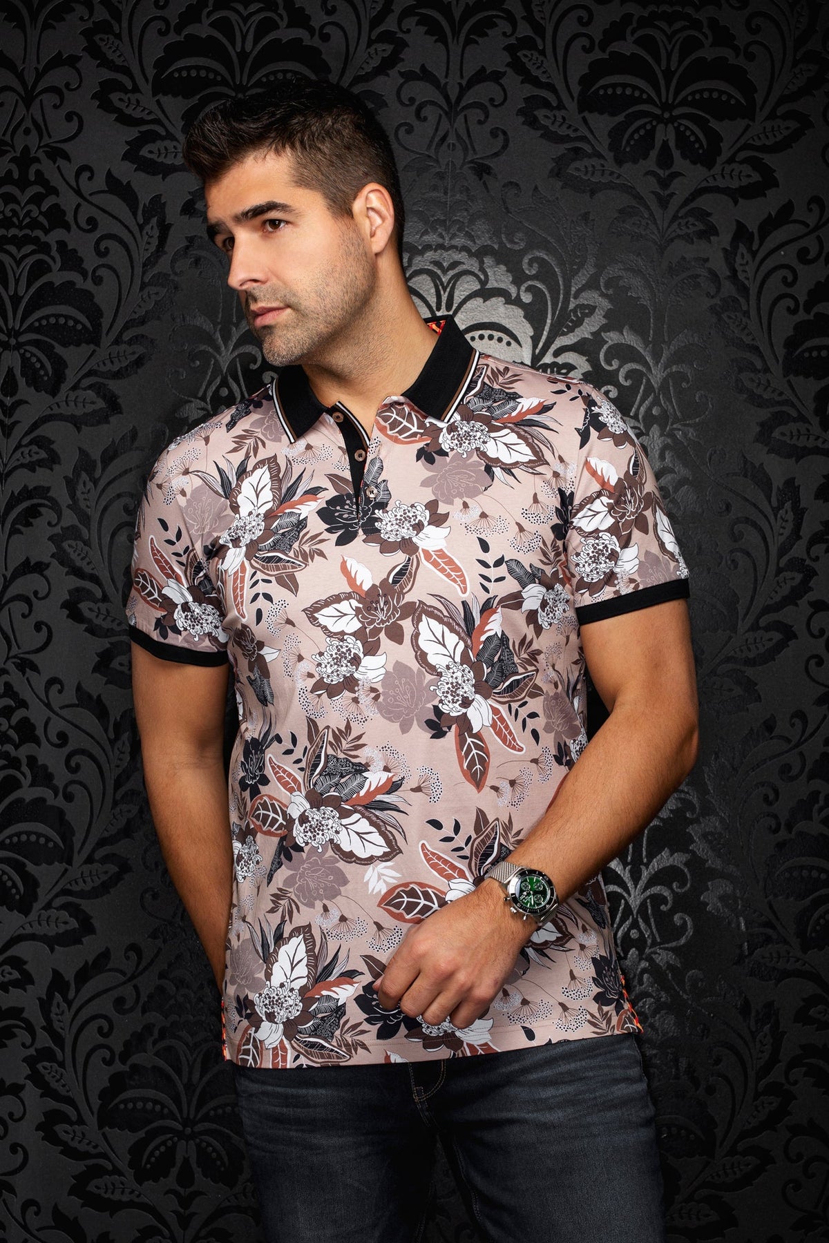 Polo pour homme par Au Noir | HIVA Brun Pâle | Machemise.ca, inventaire complet de la marque Au Noir