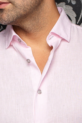 Chemise manches longues en lin pour homme par Au Noir | HUMPHREY Rose | Machemise.ca, inventaire complet de la marque Au Noir