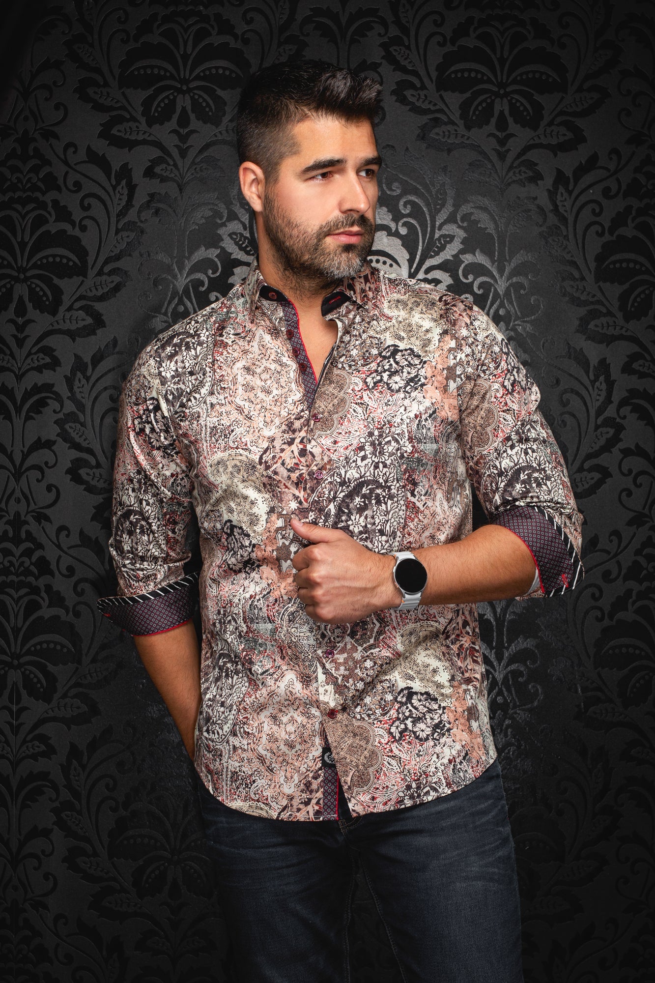 Long sleeve shirt for men by Au Noir | INDORE Stone | Menshirt, complete inventory of the Au Noir brand