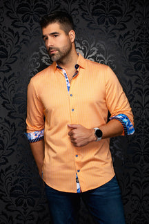 Chemise manches longues en Knit extensible pour homme par Au Noir | IRONBARK Orange | Machemise.ca, inventaire complet de la marque Au Noir