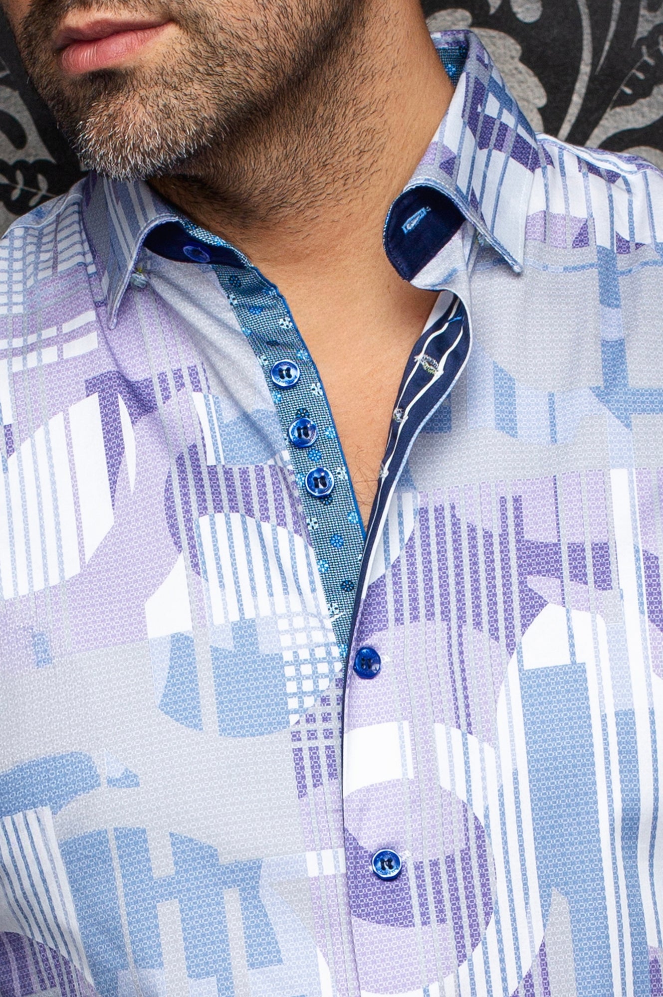 Chemise manches longues en coton extensible pour homme par Au Noir | LAJEDO Lilas | Machemise.ca, inventaire complet de la marque Au Noir