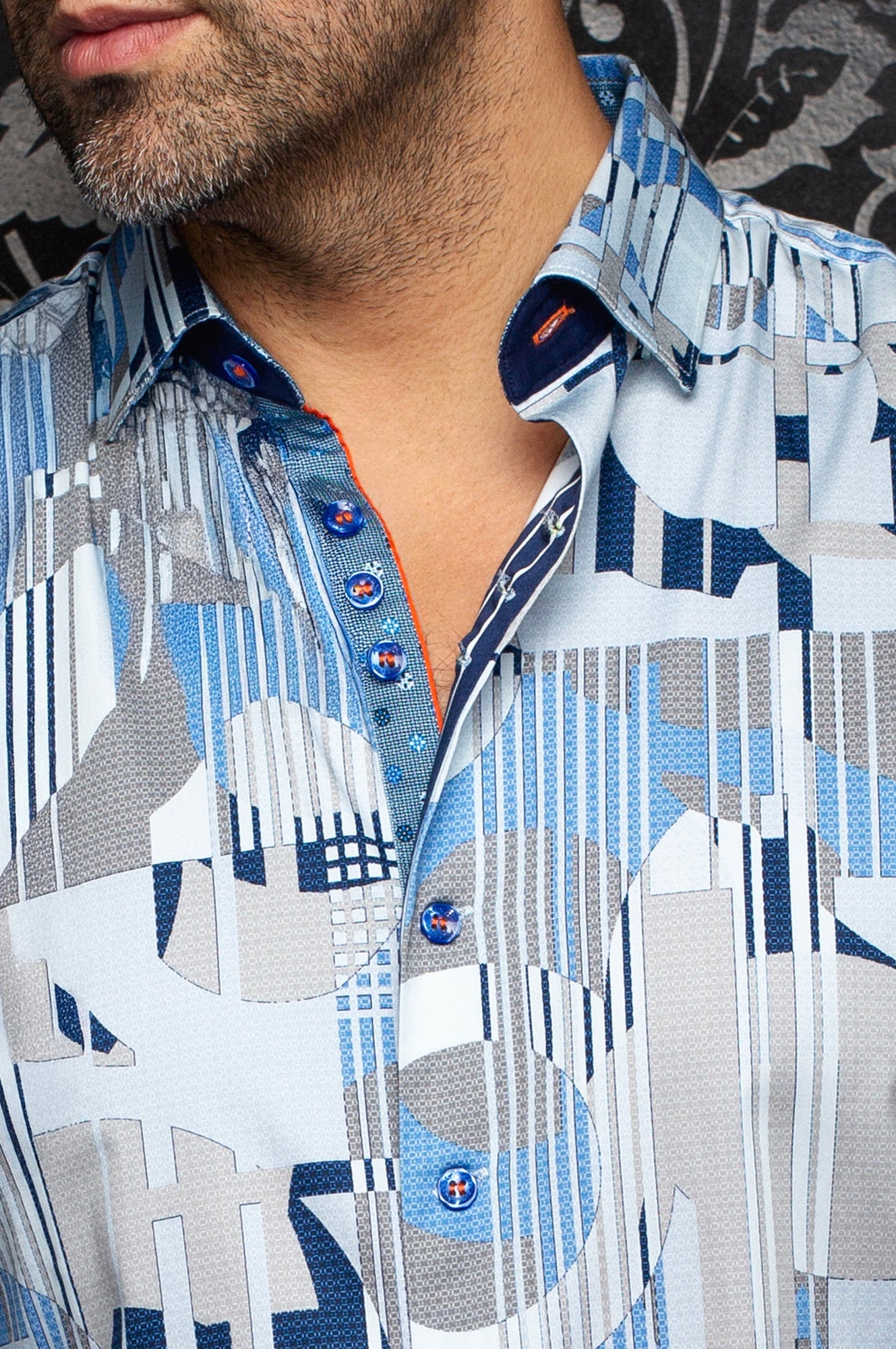 Chemise manches longues en coton extensible pour homme par Au Noir | LAJEDO Bleu Pâle | Machemise.ca, inventaire complet de la marque Au Noir