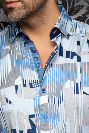 Chemise manches longues en coton extensible pour homme par Au Noir | LAJEDO Bleu Pâle | Machemise.ca, inventaire complet de la marque Au Noir