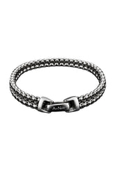 Bracelet argenté à maillons multiples avec fermoir à logo Au Noir, vue produit isolée pour homme