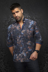 Chemise manches longues pour homme par Au Noir | MACHADO Marine Rouille | Machemise, inventaire complet de la marque Au Noir