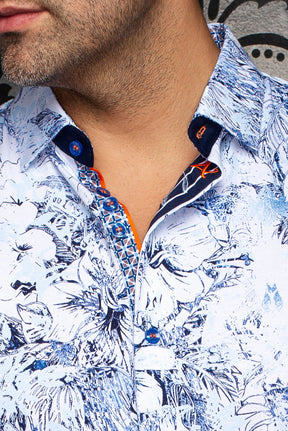 Chemise manches courtes en Knit extensible pour homme par Au Noir | MADEIRA (SS) Bleu Pâle | Machemise.ca, inventaire complet de la marque Au Noir