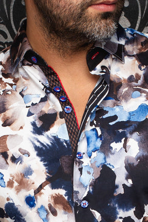 Chemise manches longues pour homme par Au Noir | MAGNUS Bleu Marron | Machemise.ca, inventaire complet de la marque Au Noir