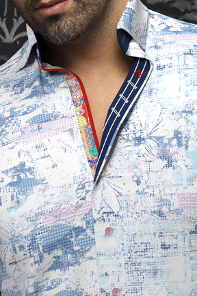 Knit short sleeve shirt for men by Au Noir | MELILLA(SS) Rose Multi | Menshirt.com, complete inventory of the Au Noir brand