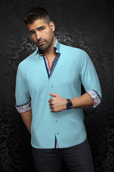 Chemise manches longues en Knit pour homme par Au Noir | MIRON Turquoise Foncé | Machemise.ca, inventaire complet de la marque Au Noir
