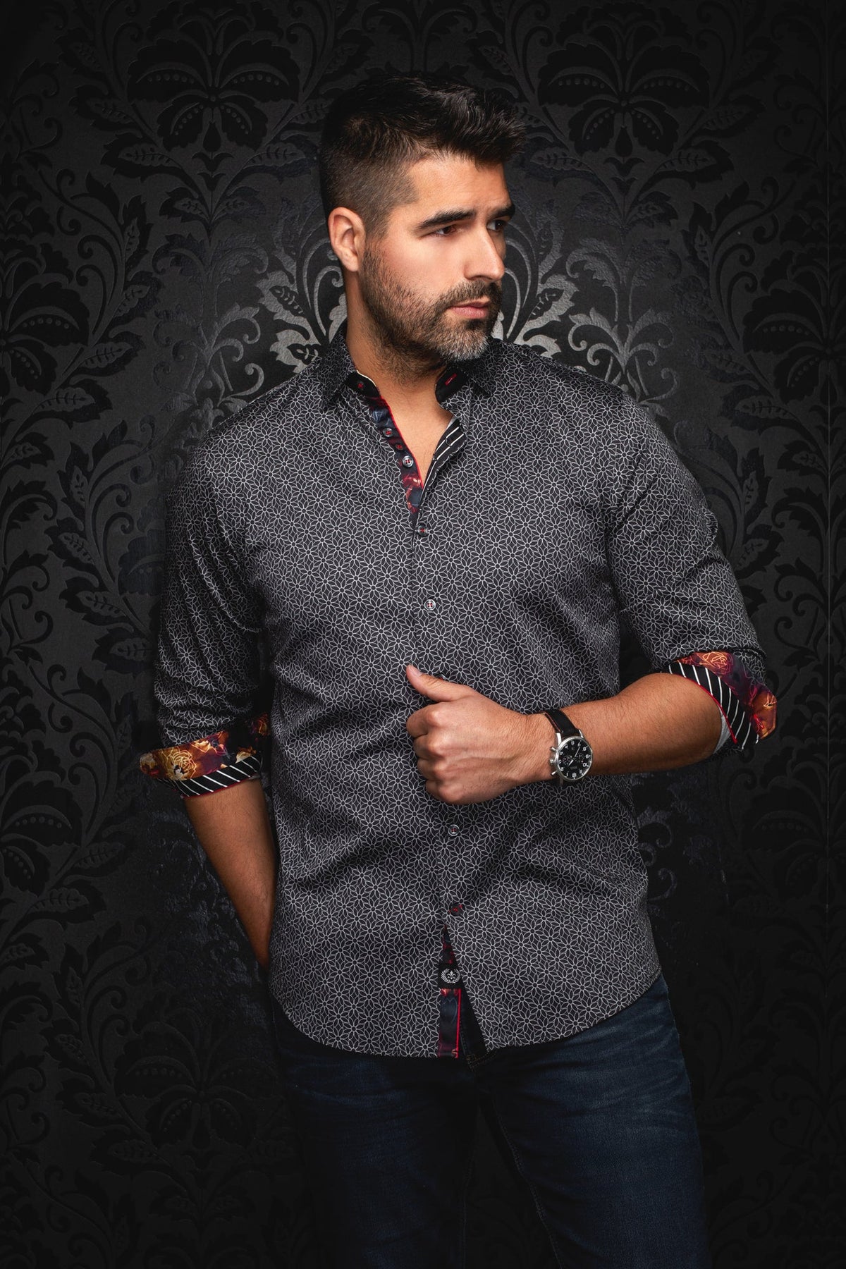 Chemise manches longues en Knit pour homme par Au Noir | NELUMBO Noir | Machemise.ca, inventaire complet de la marque Au Noir