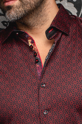 Knit long sleeve shirt for men by Au Noir | NELUMBO Red | Menshirt, complete inventory of the Au Noir brand