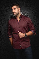 Chemise manches longues en Knit pour homme par Au Noir | NELUMBO Rouge | Machemise, inventaire complet de la marque Au Noir