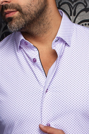 Chemise en nylon pour homme par Au Noir | NICK(SS) GEO Lavande | Machemise.ca, inventaire complet de la marque Au Noir