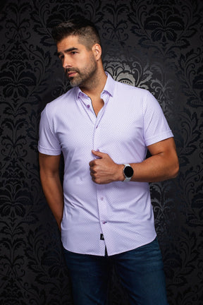 Chemise en nylon pour homme par Au Noir | NICK(SS) GEO Lavande | Machemise.ca, inventaire complet de la marque Au Noir