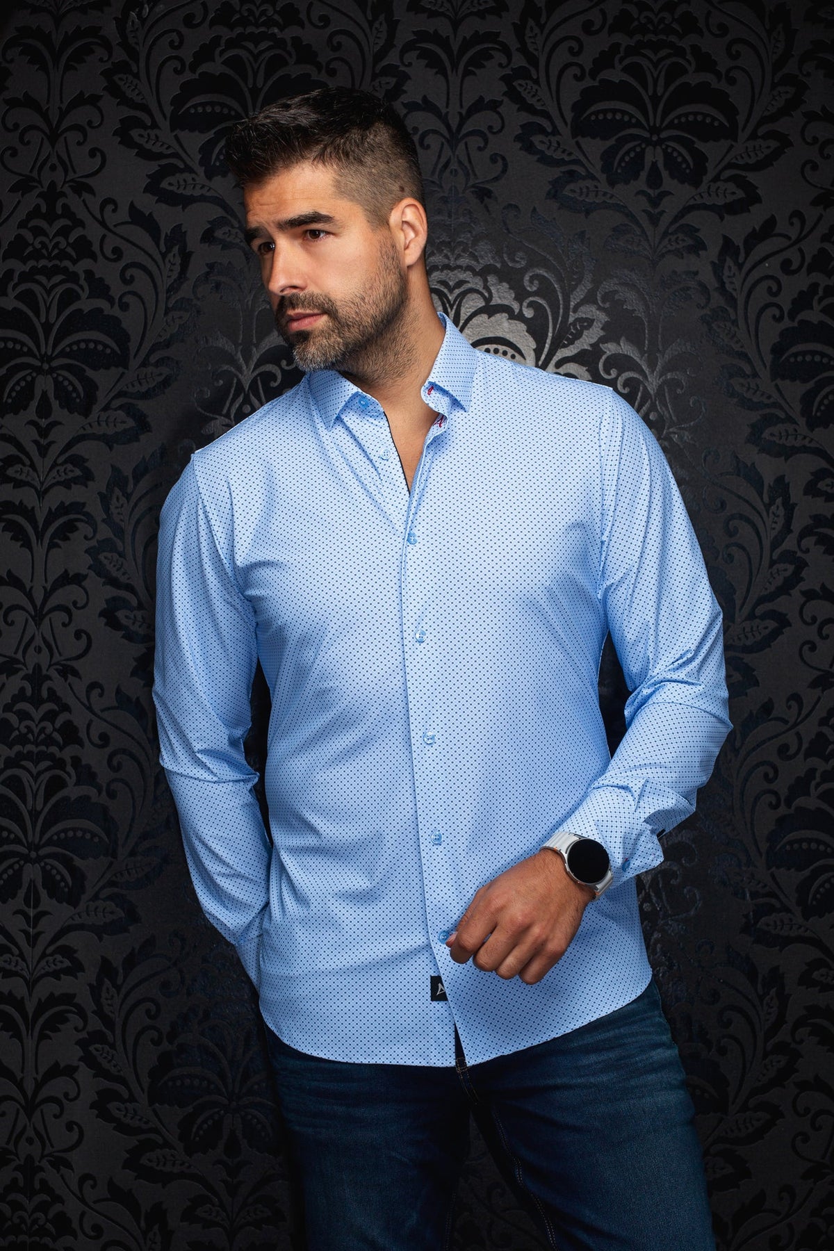 Chemise en nylon pour homme par Au Noir | NICOLAS GEO Bleu | Machemise.ca, inventaire complet de la marque Au Noir