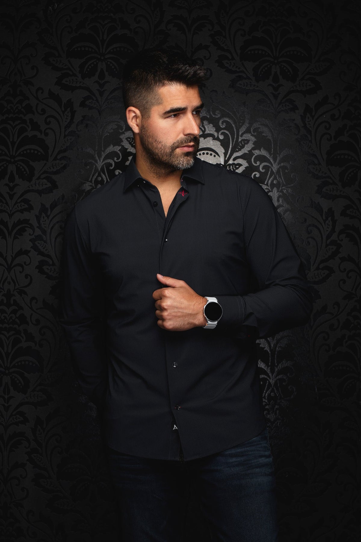 Chemise en nylon pour homme par Au Noir | NICOLAS STRP Noir | Machemise.ca, inventaire complet de la marque Au Noir