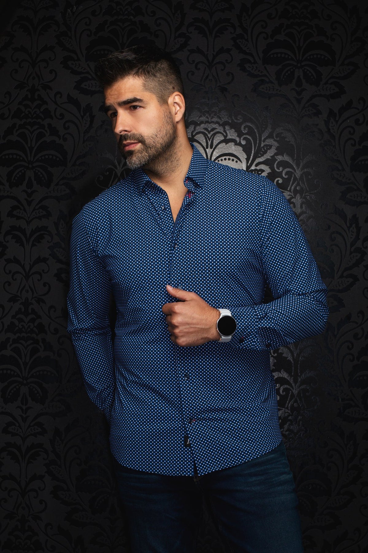 Chemise en nylon pour homme par Au Noir | NICOLAS CUBE Bleu Marine | Machemise.ca, inventaire complet de la marque Au Noir