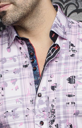 Short sleeve shirt for men by Au Noir | NORIYO(SS) Pink | Menshirt, complete inventory of the Au Noir brand