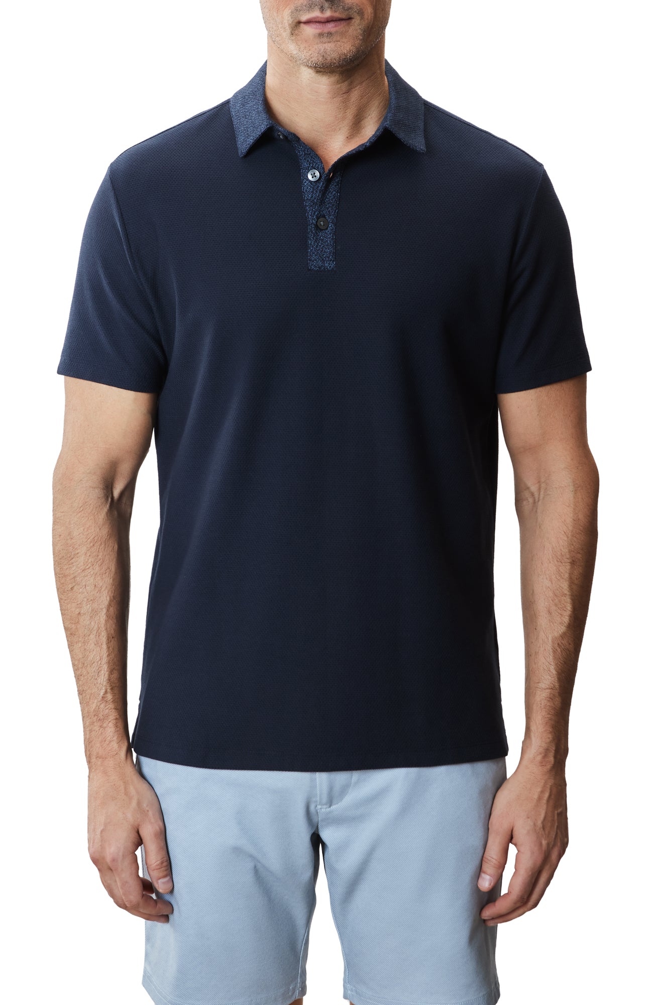 Polo à col imprimé pour homme par Robert Barakett | RB51111 Baytide Bleu Marine | Machemise.ca, vêtements mode pour hommes