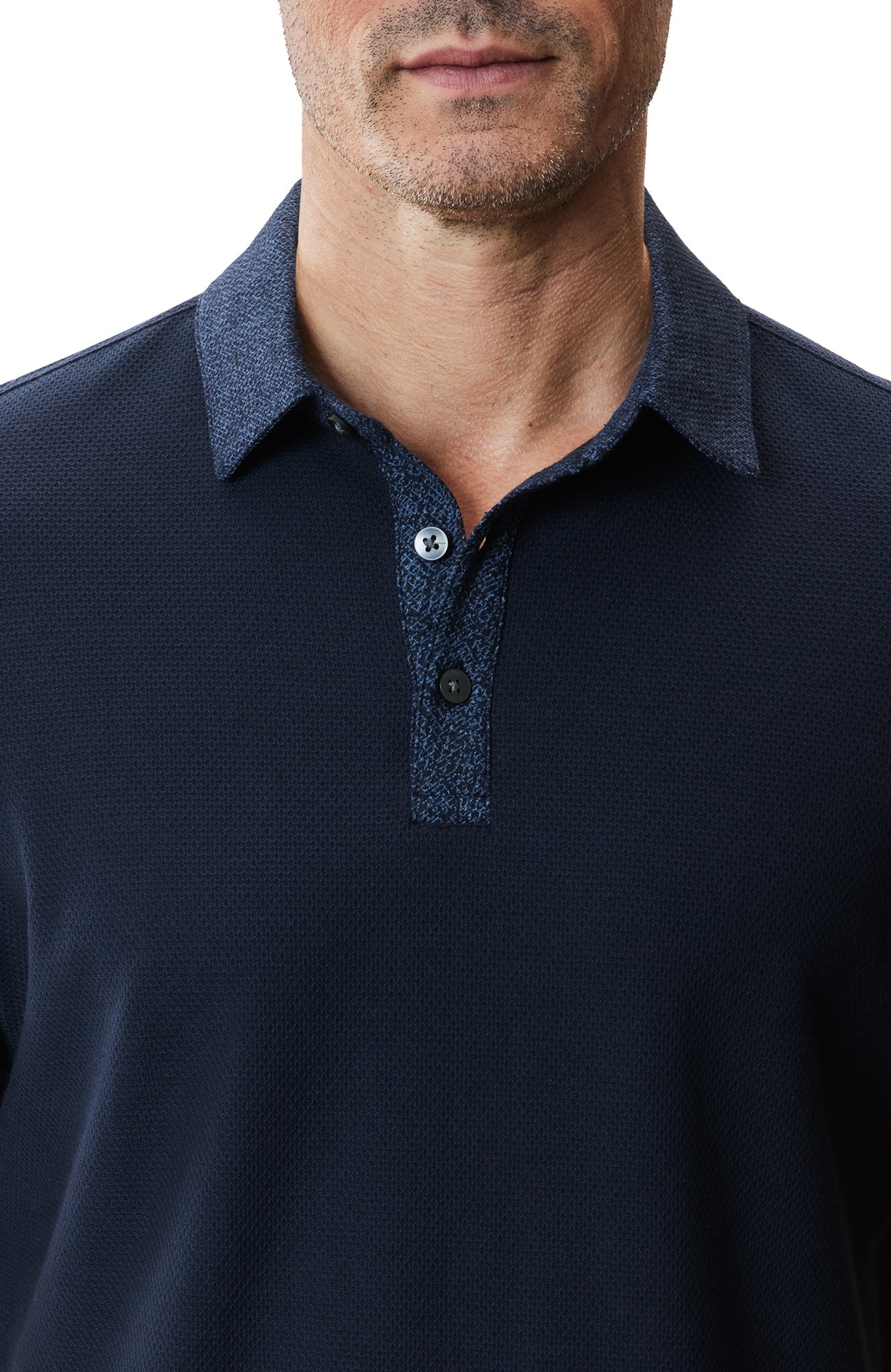 Polo à col imprimé pour homme par Robert Barakett | RB51111 Baytide Bleu Marine | Machemise.ca, vêtements mode pour hommes