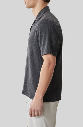 Chemise col resort pour homme par Robert Barakett | RB61176 Kaezor Charbon | Boutique Vvög, vêtements mode pour homme et femme