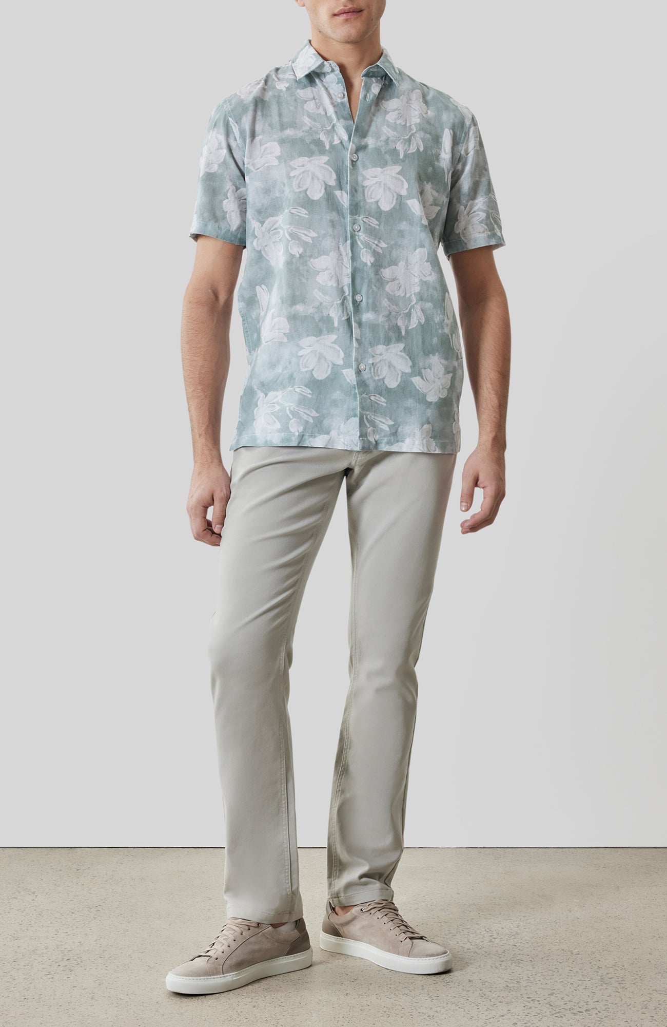 Chemise tissée pour homme par Robert Barakett | RB61273 Kyliam Sarcelle Poussiéreuse | Boutique Vvög, vêtements mode pour homme et femme