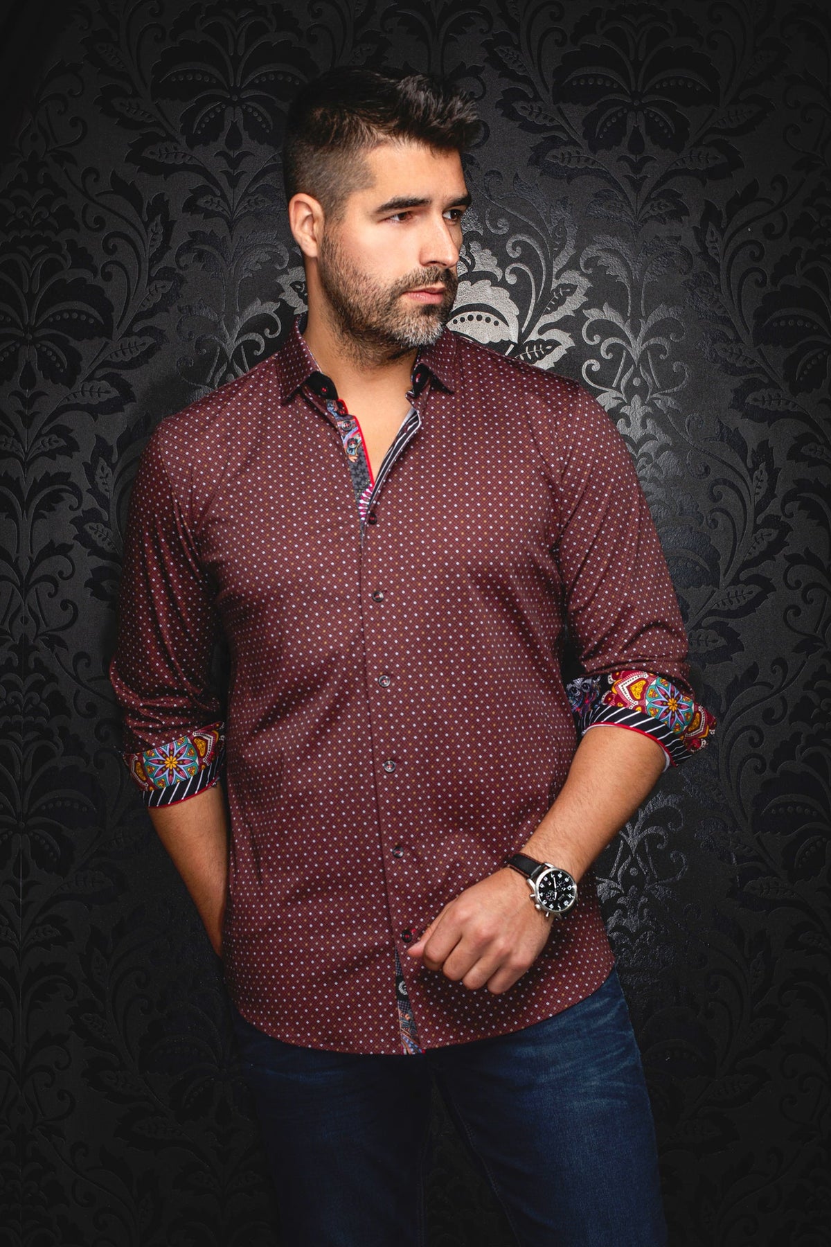 Chemise manches longues en Knit pour homme par Au Noir | OPTIMUS Rouille | Machemise.ca, inventaire complet de la marque Au Noir